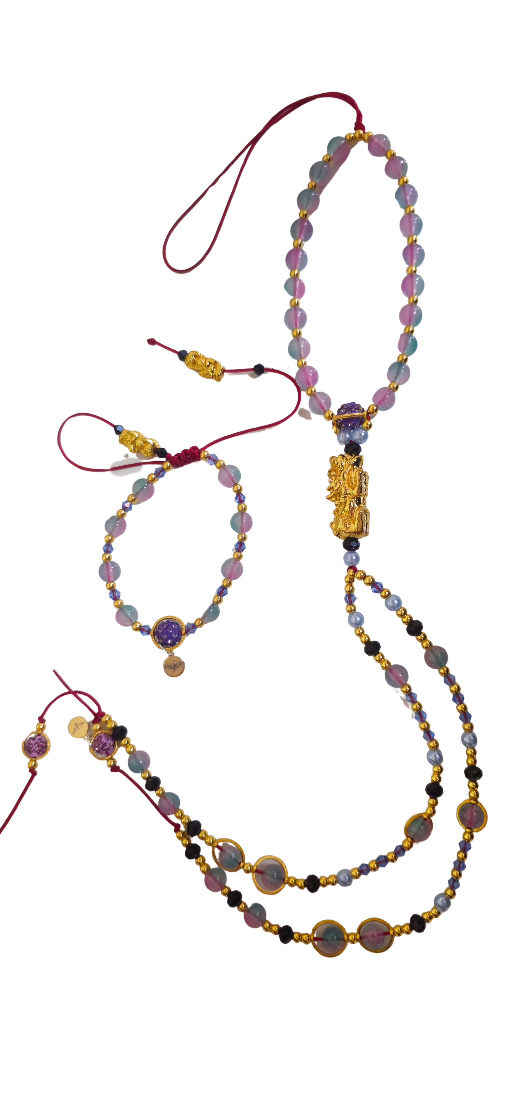 Lotus Sky Dragon Pixiu Tassel & adjustable Bracelet Set