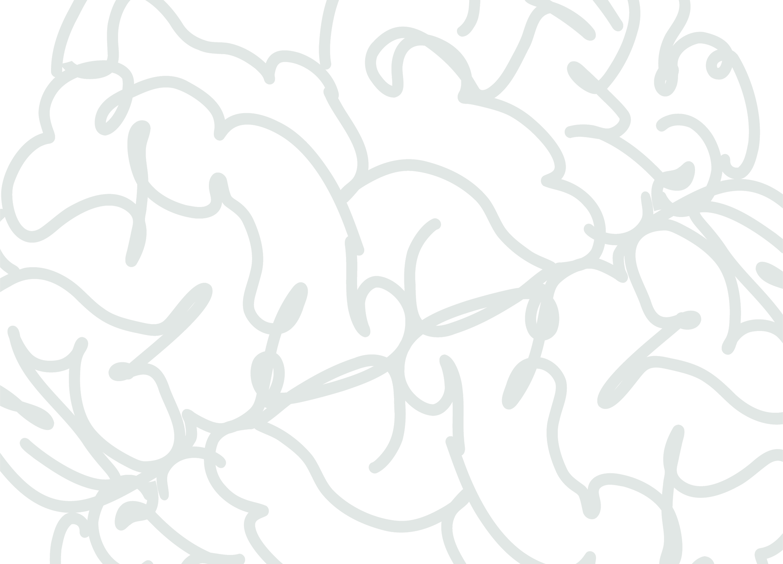 An abstract pattern of interconnected, irregular shapes with a muted green outline on a black background.