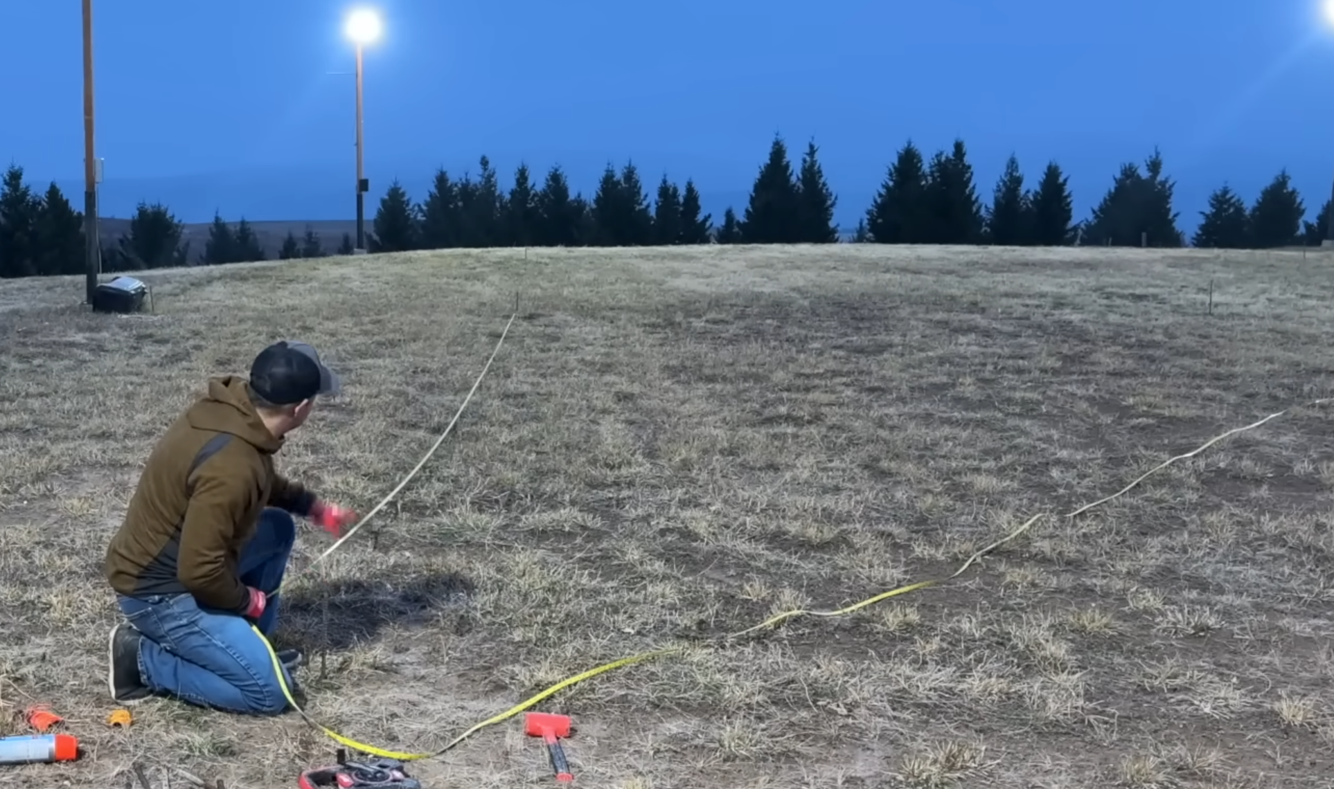 using tape measure to find corner of rink measurements