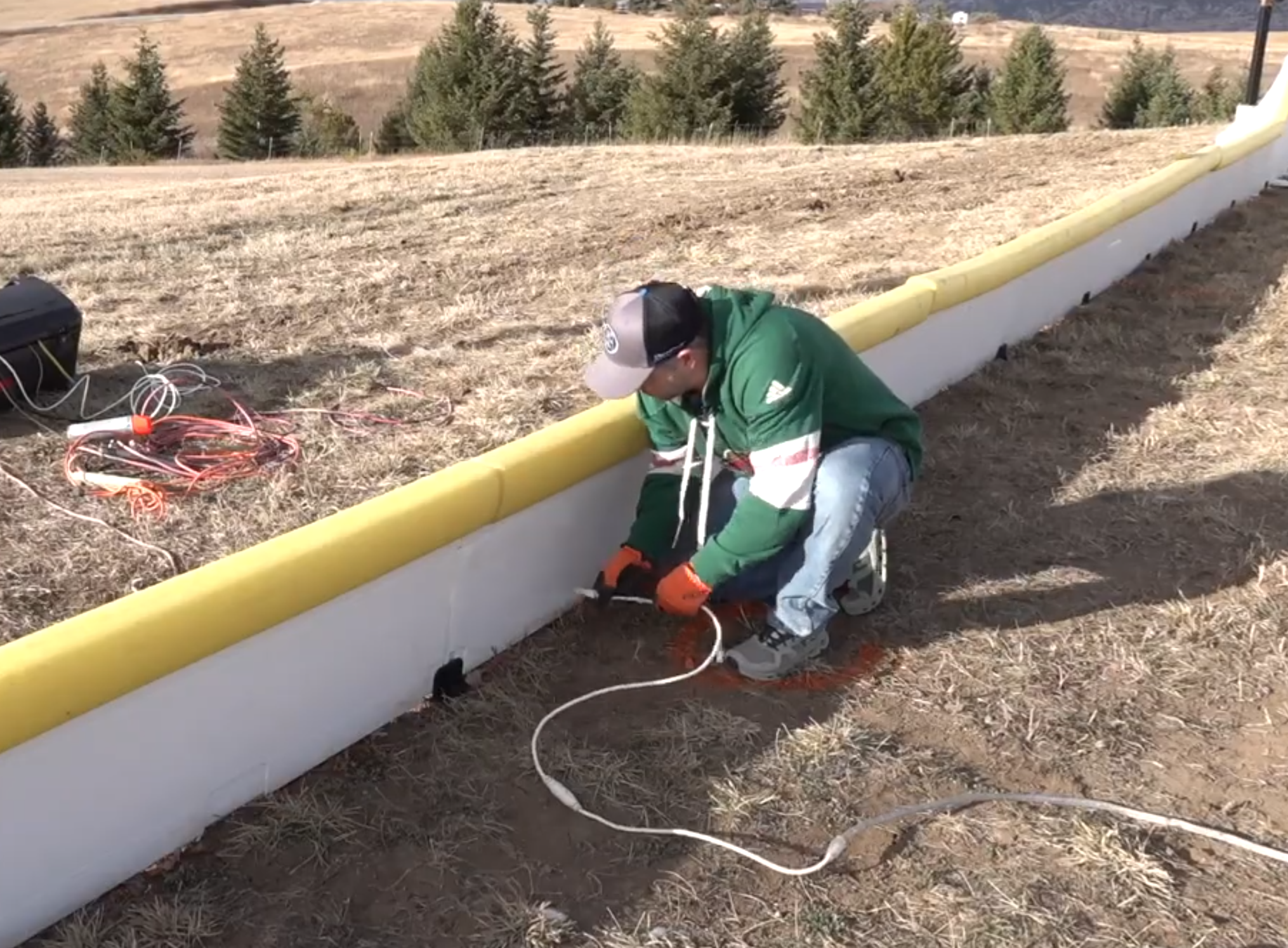 Sneaking the power cord under the board to start LED light install