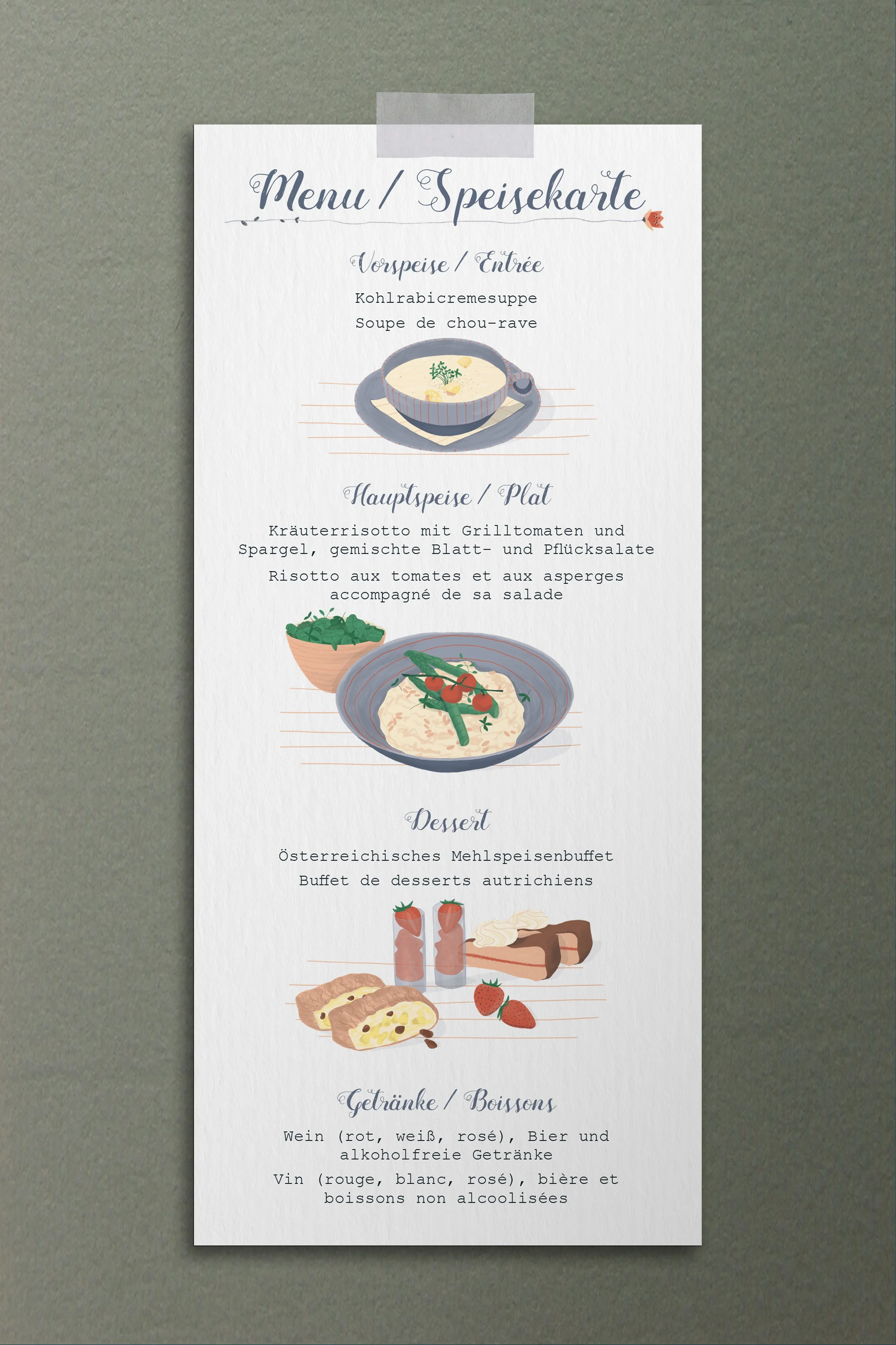 Wedding menu card illustration