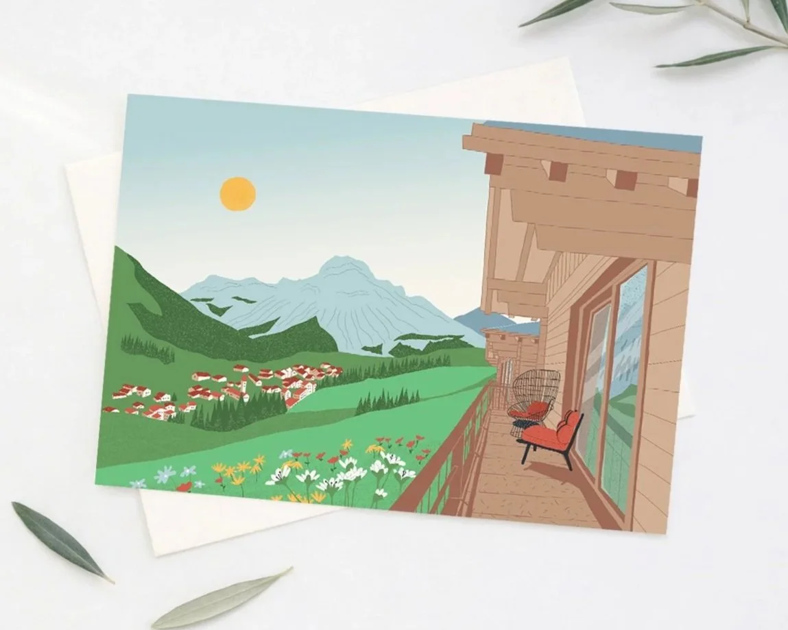 Postcard illustration, Summer | The Arula Chalets