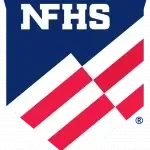 NFHS logo with blue background and red and white diagonal stripes.