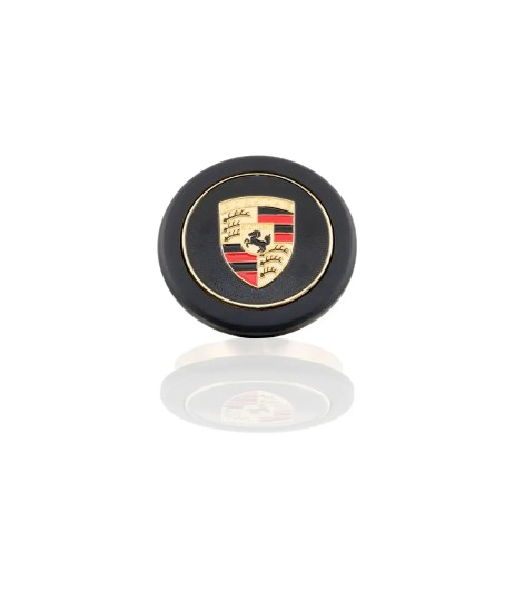Porsche Fuchs Center Caps (Black & Gold)
