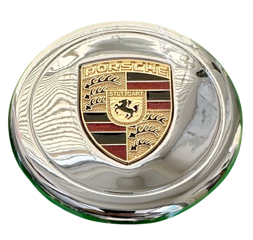 Porsche Center Caps (Polished / Colored Crest)