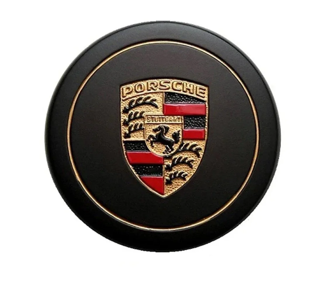 Porsche Fuchs Center Caps (Black & Gold)