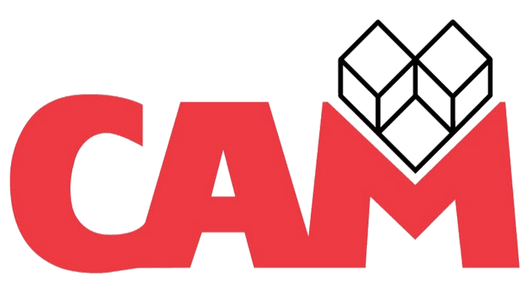 The logo of the Canadian Association of Movers (CAM) featuring bold red letters and a gray 3D cube graphic.