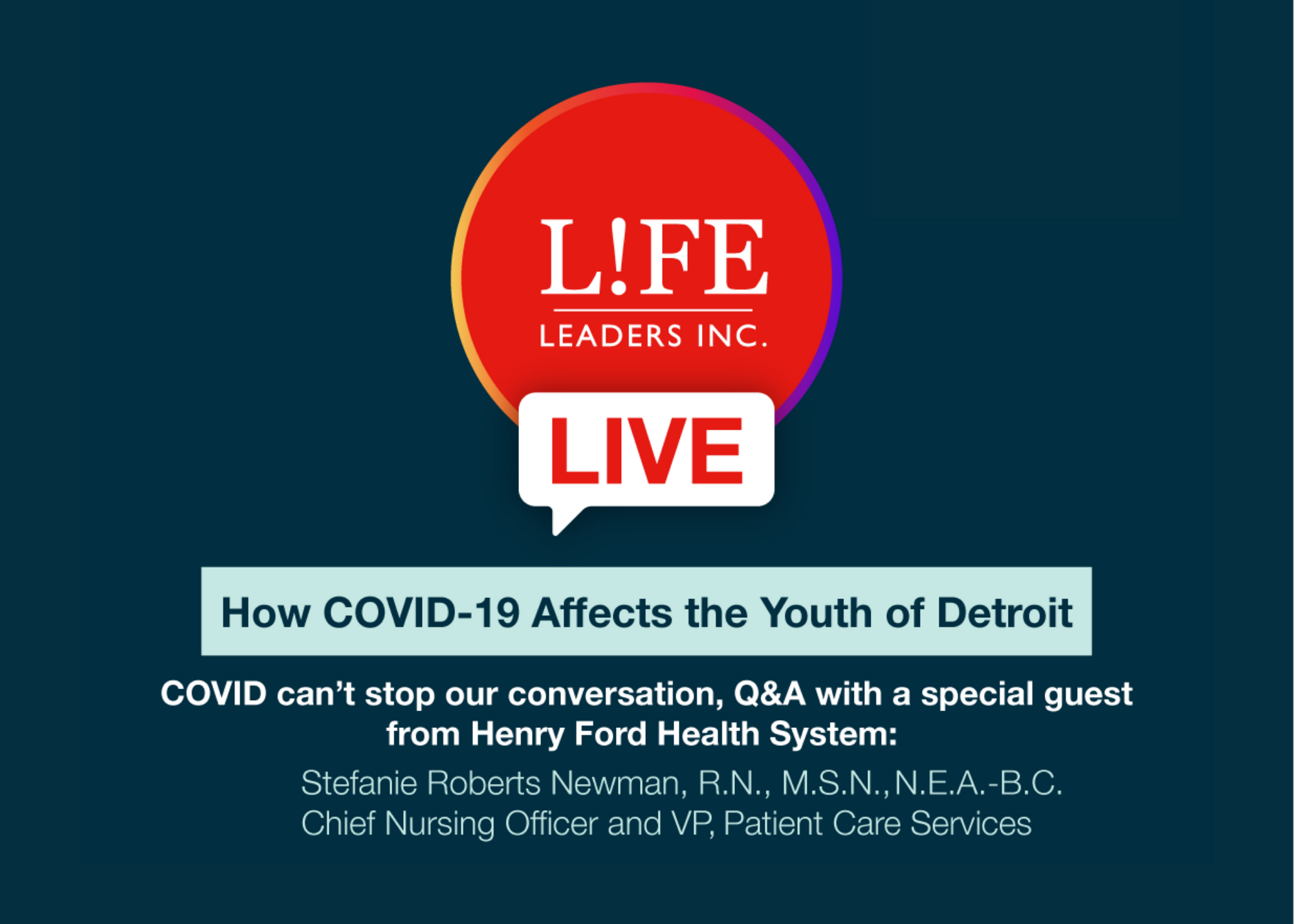 In episode one of our student-led Q&A IG LIVE series, Real Covid Conversations, students talked about all things health and safety with special guest Stefanie Roberts Newman, Chief Nursing Officer and VP of Patient Care Services at Henry Ford Heath S