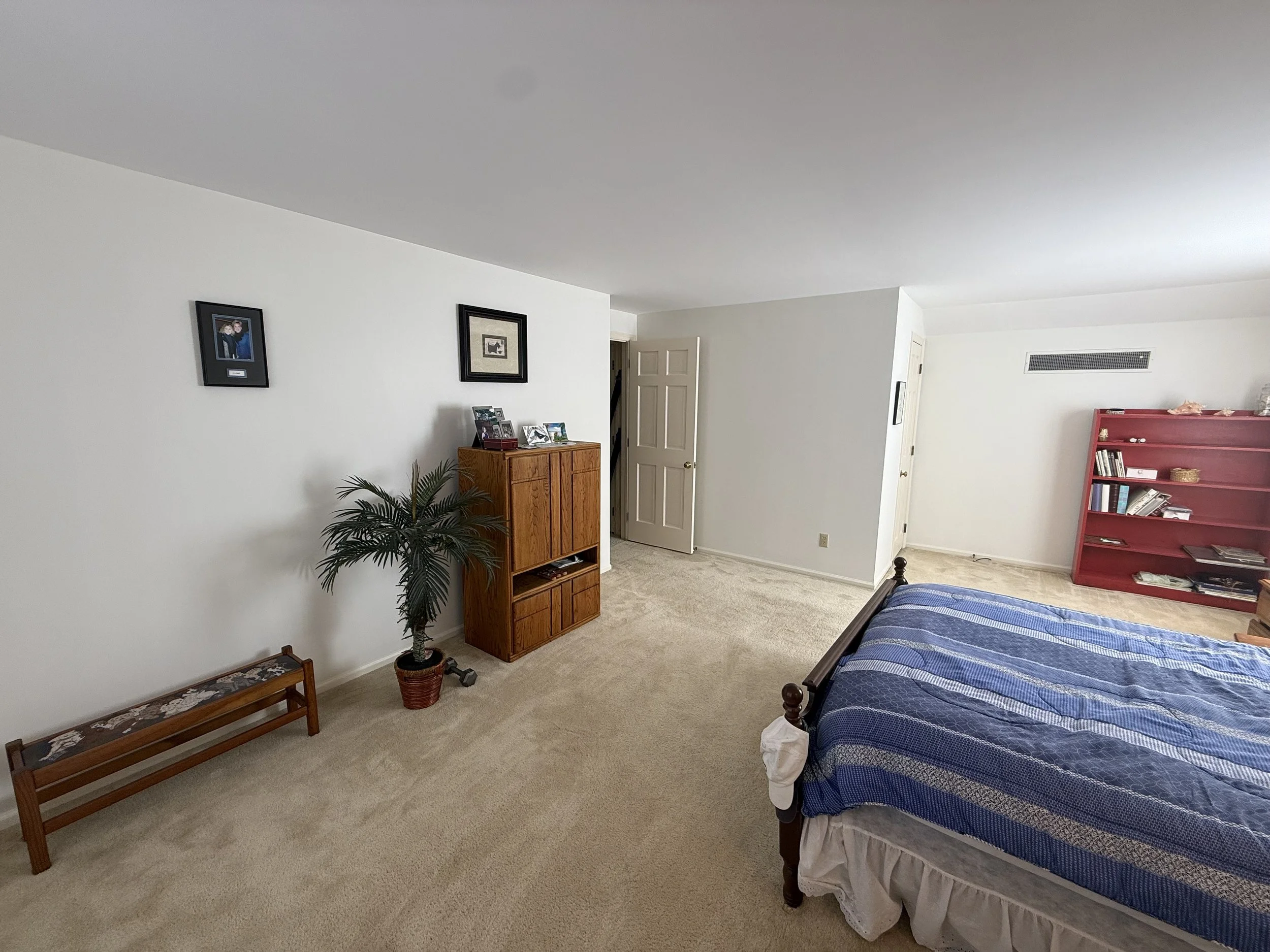 After- wallpaper border removal, prep/paint wood doors, paint trim and walls.