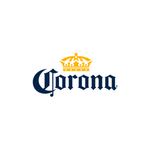 Corona beer logo with a gold crown above the text 'Corona' in blue.