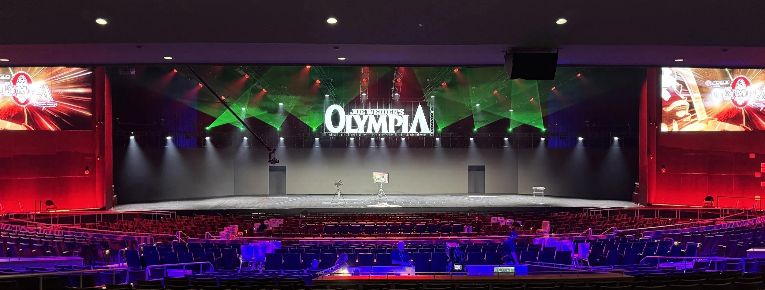 Large Laser Light Show Rental Installation. Resorts World Las Vegas Theatre Laser Light Show Rental.