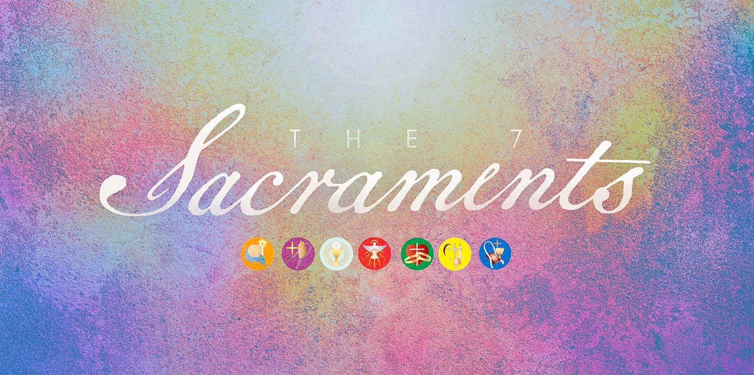 The Sacred Heart of Jesus, faith, love, hope, and spiritual symbols on a colorful pastel background.