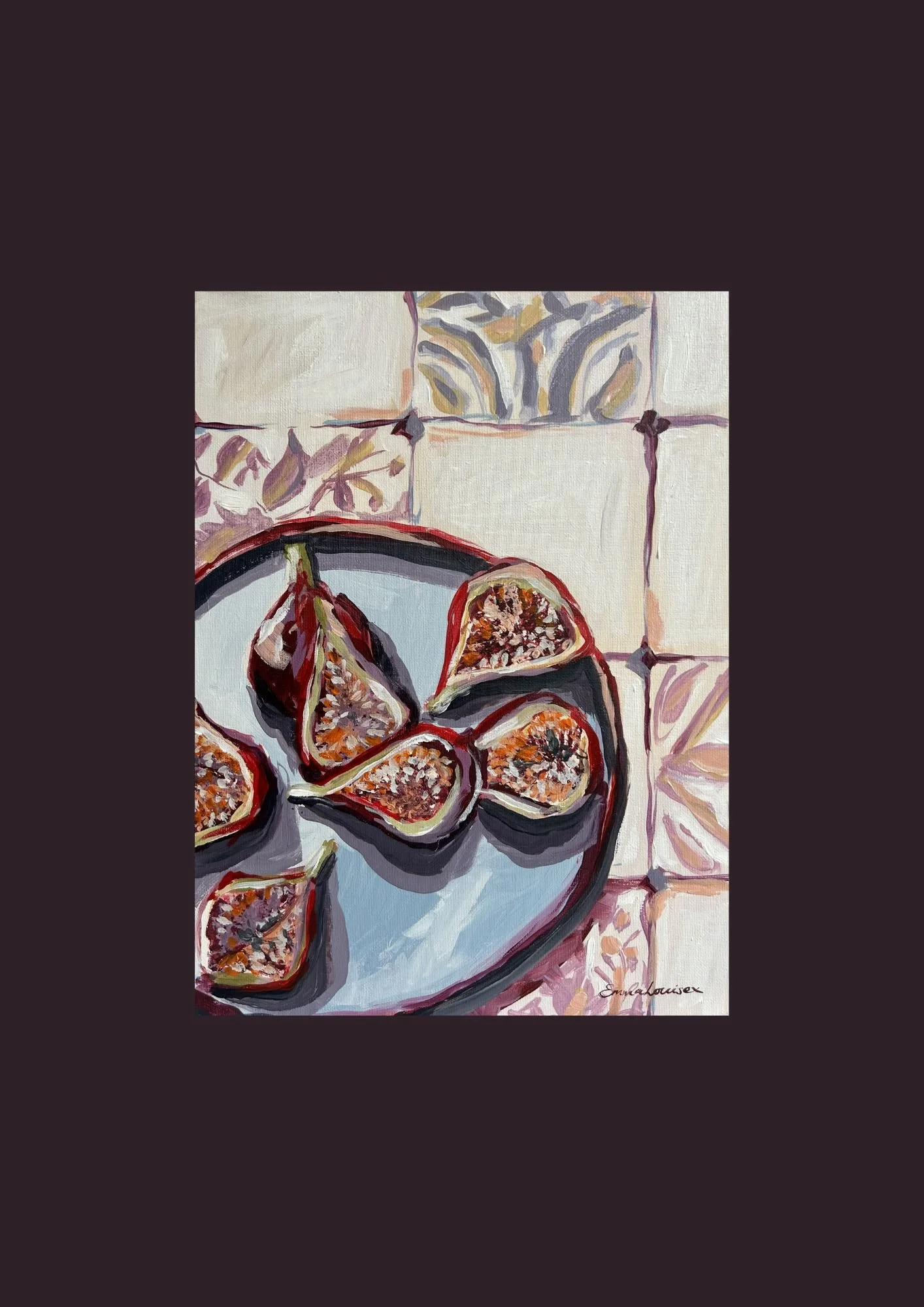 Figs and plate original acrylic painting | art gifts