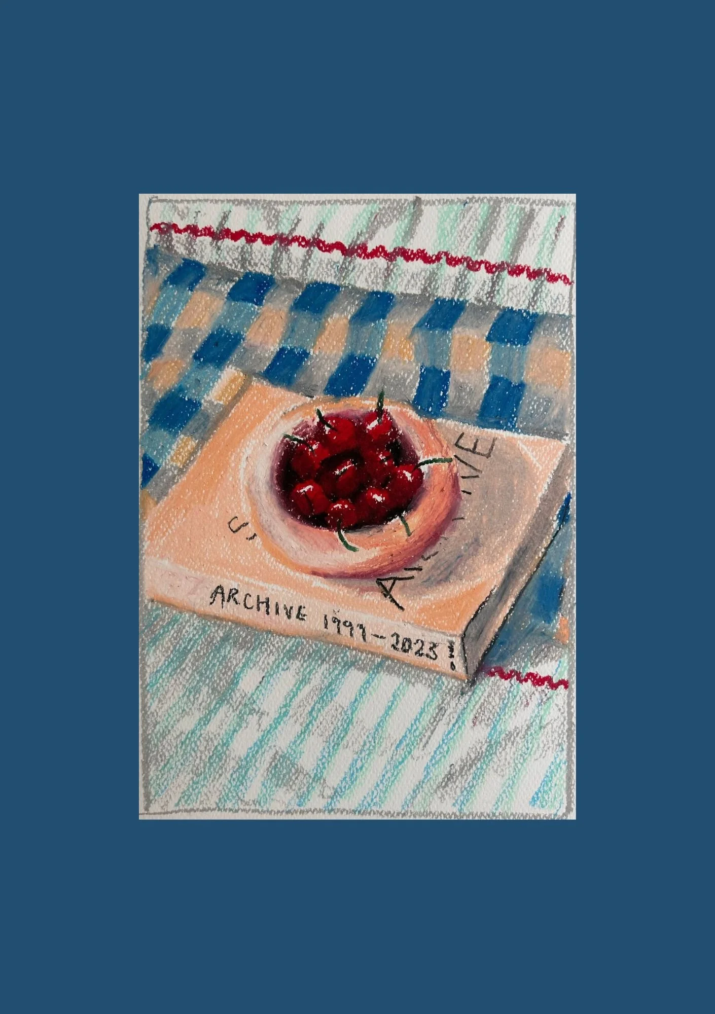 Cherry Bowl Oil Pastels  Original A4 Drawing.jpg