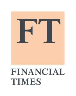 Logo of the Financial Times with a peach-colored square background, large initials 'FT' at the top, and 'Financial Times' written below.