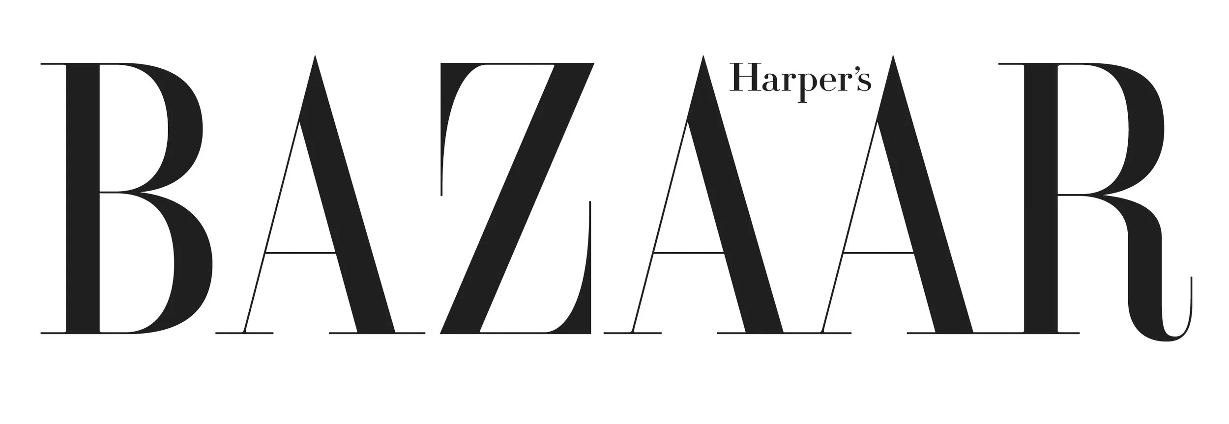 Harper's Bazaar magazine logo with large, black, stylized text on a white background.