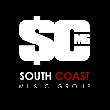 South Coast Music Group logo in black, white, and red text