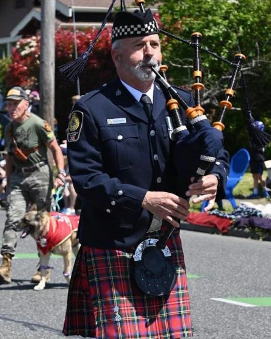 Hats off to our piper Wayne, for his solo performance in this year's Whatcom County Memorial Day parade.