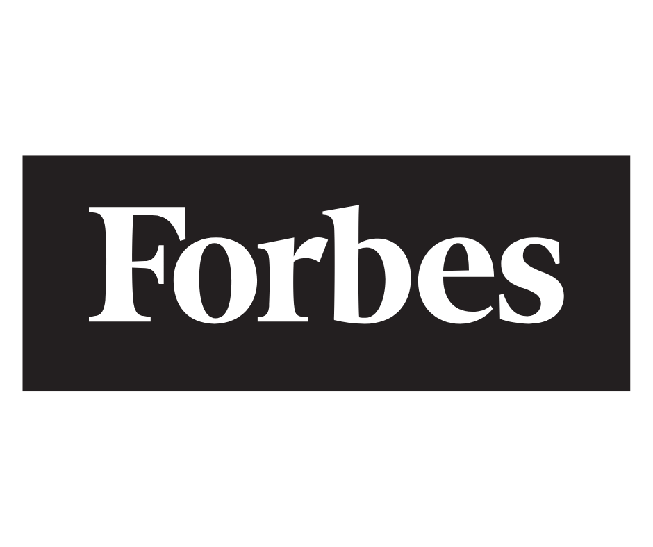 Forbes logo with white text on a black rectangular background.