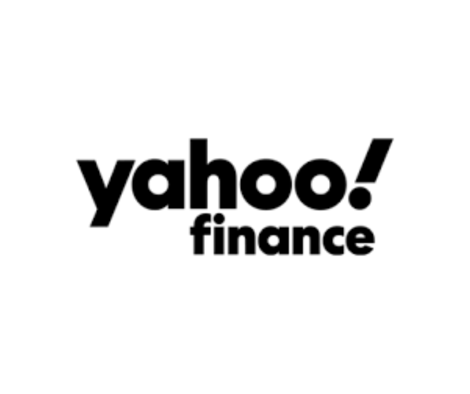 Yahoo! Finance logo in black and white.