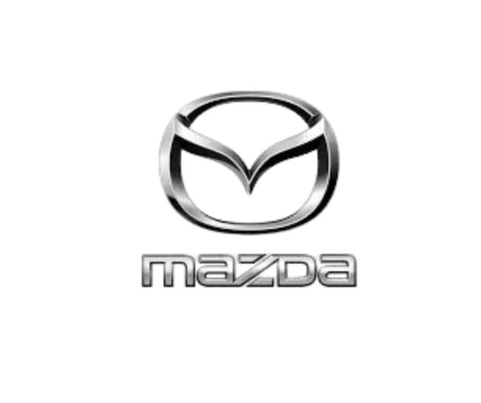 Black and silver Mazda logo with the word 'Mazda' below it on a white background.