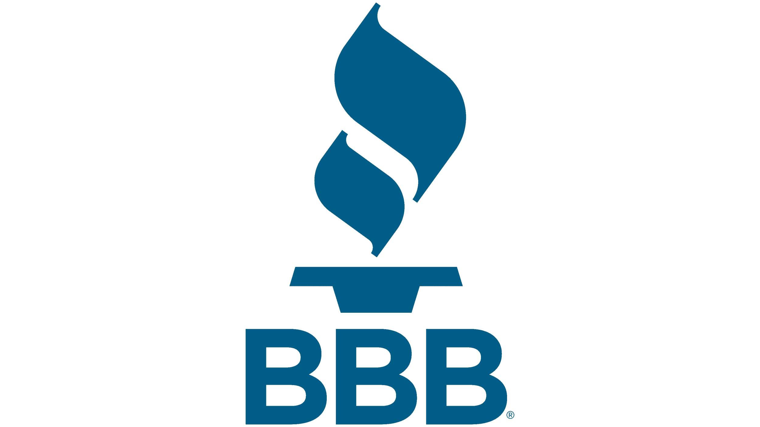 BBB logo with three stacked blue 'B' letters beneath a stylized eye-shaped symbol.