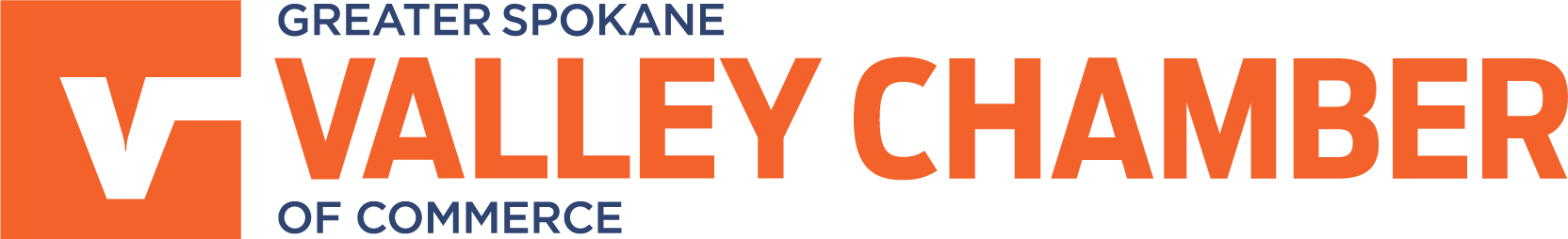 Logo of Greater Spokane Valley Chamber of Commerce with an orange and black color scheme