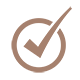 A stylized checkmark inside a circle, representing completion or approval.