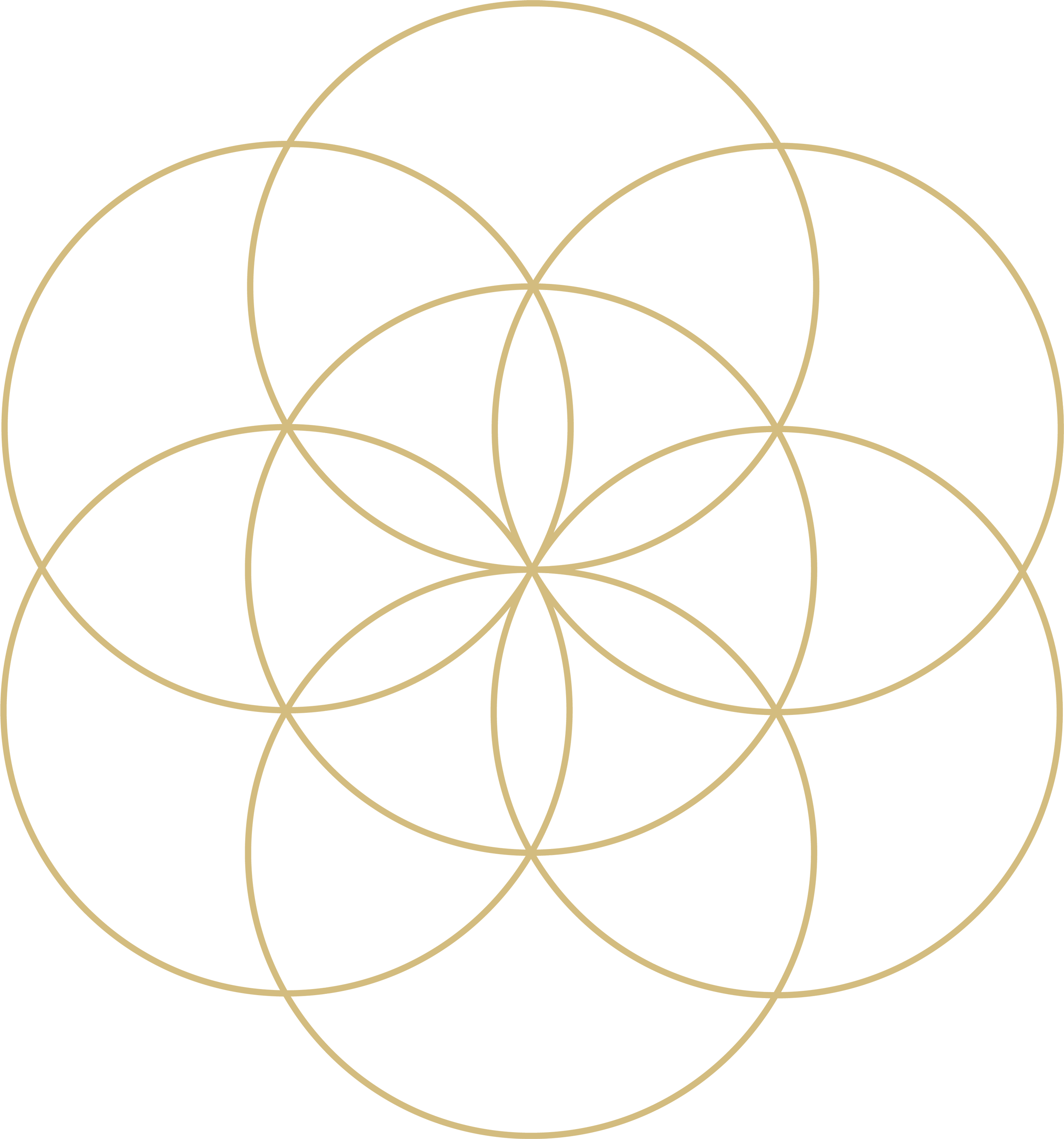Gold sacred geometry symbol representing unity, balance, and interconnected community