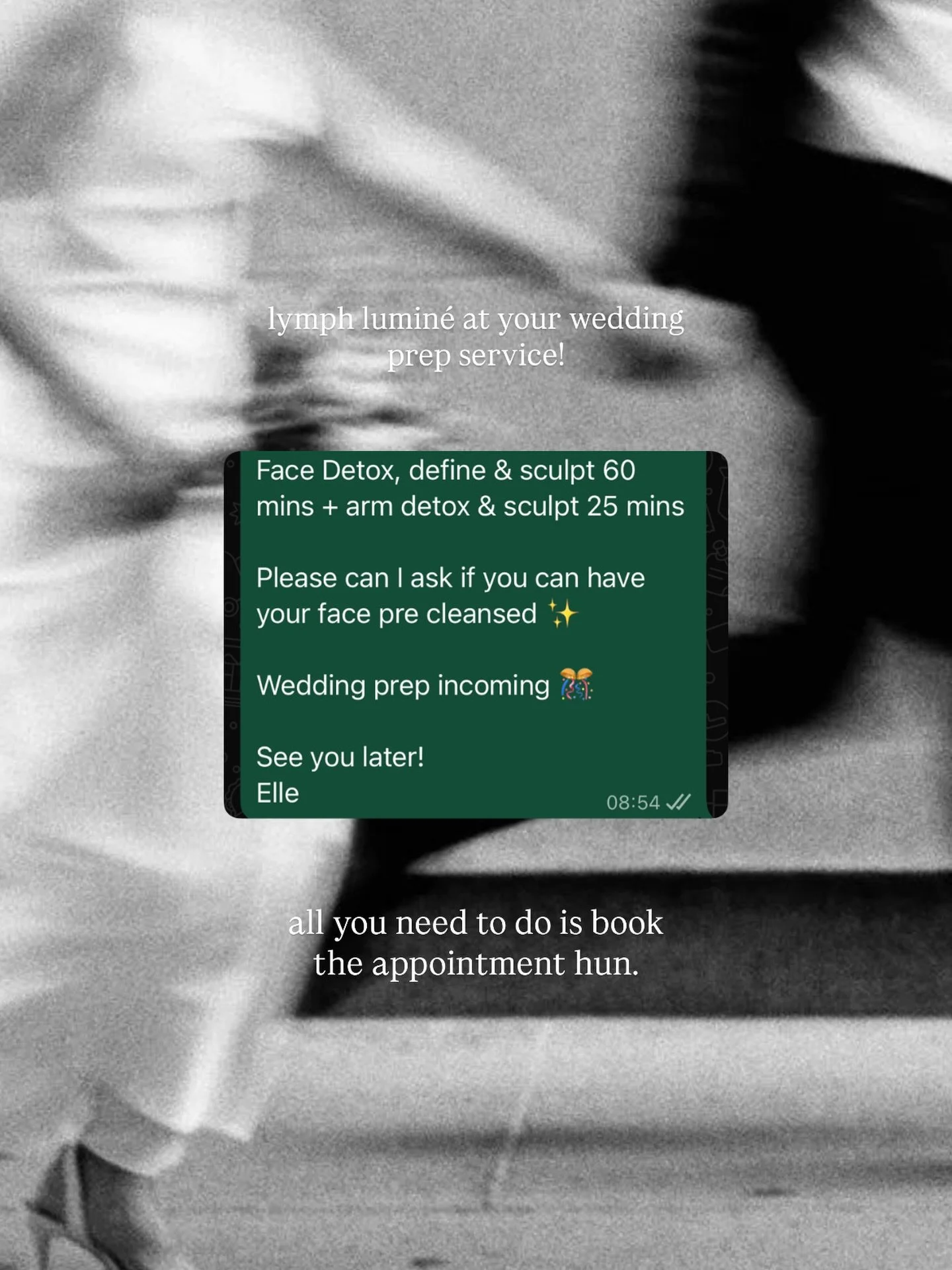 lymph lumin&eacute; at your wedding prep service 🎊

All you need to do is book the appointment ❤️

My go to wedding combo Face Detox, Define &amp; Sculpt + a Stomach/Leg/Arm add on ✨

Wedding season is around the corner&hellip;

Contact me via dm or