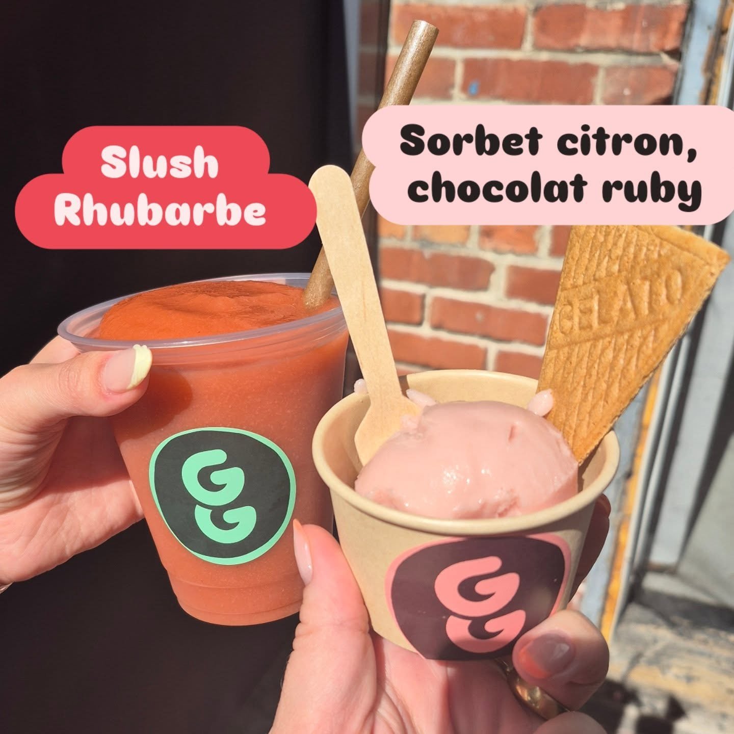 Saveur disponible maintenant :
Slush Rhubarbe 
Sorbet citron chocolat ruby
.