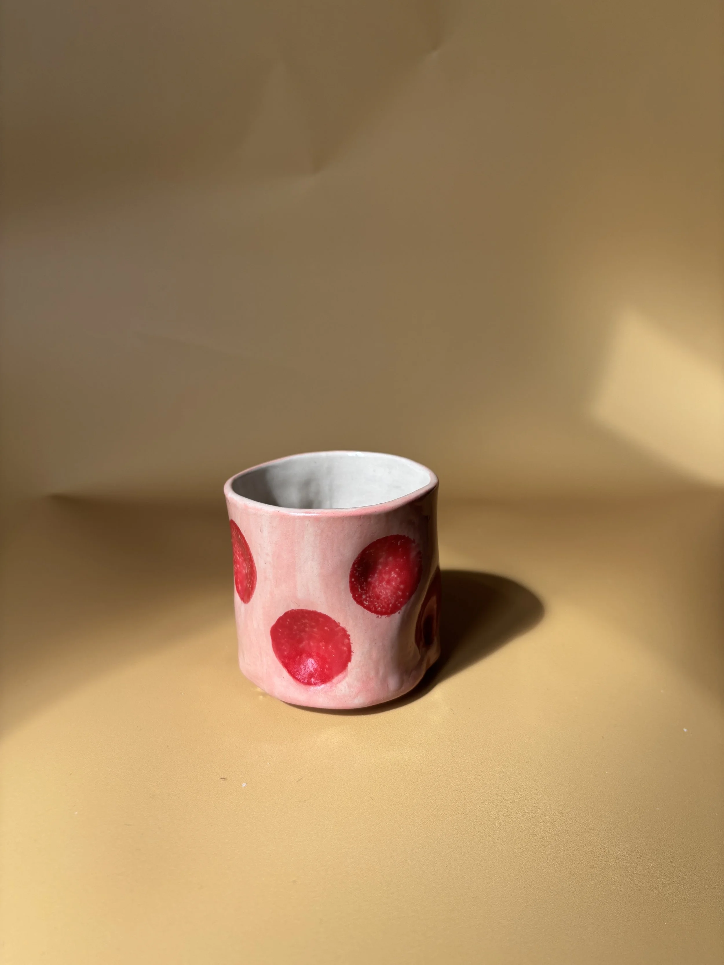 Handmade Ceramic Red Polka Dots Mug