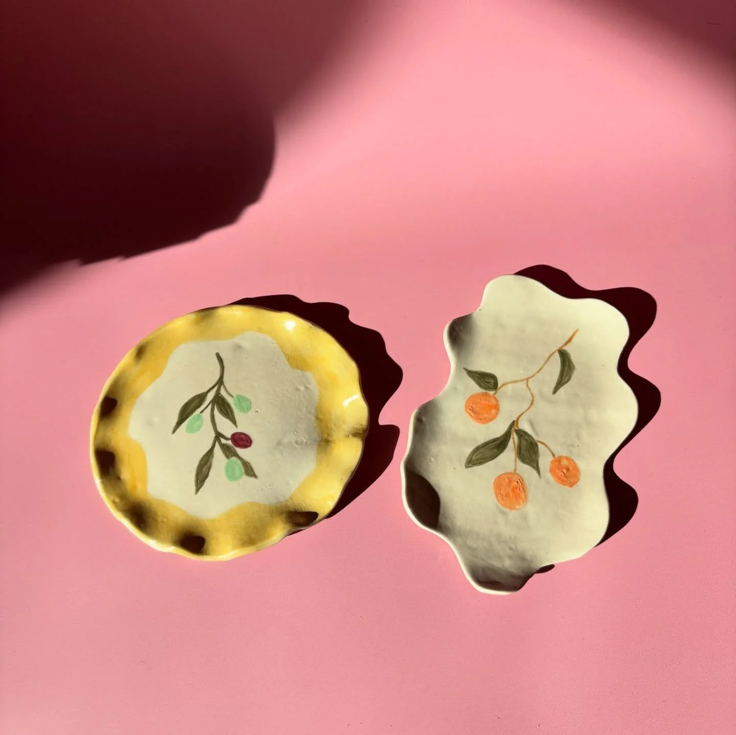 I am officially in my spring/summer era and so are these plates 🧡 #spring #ceramics #pottery #ceramicartist #ceramicplate