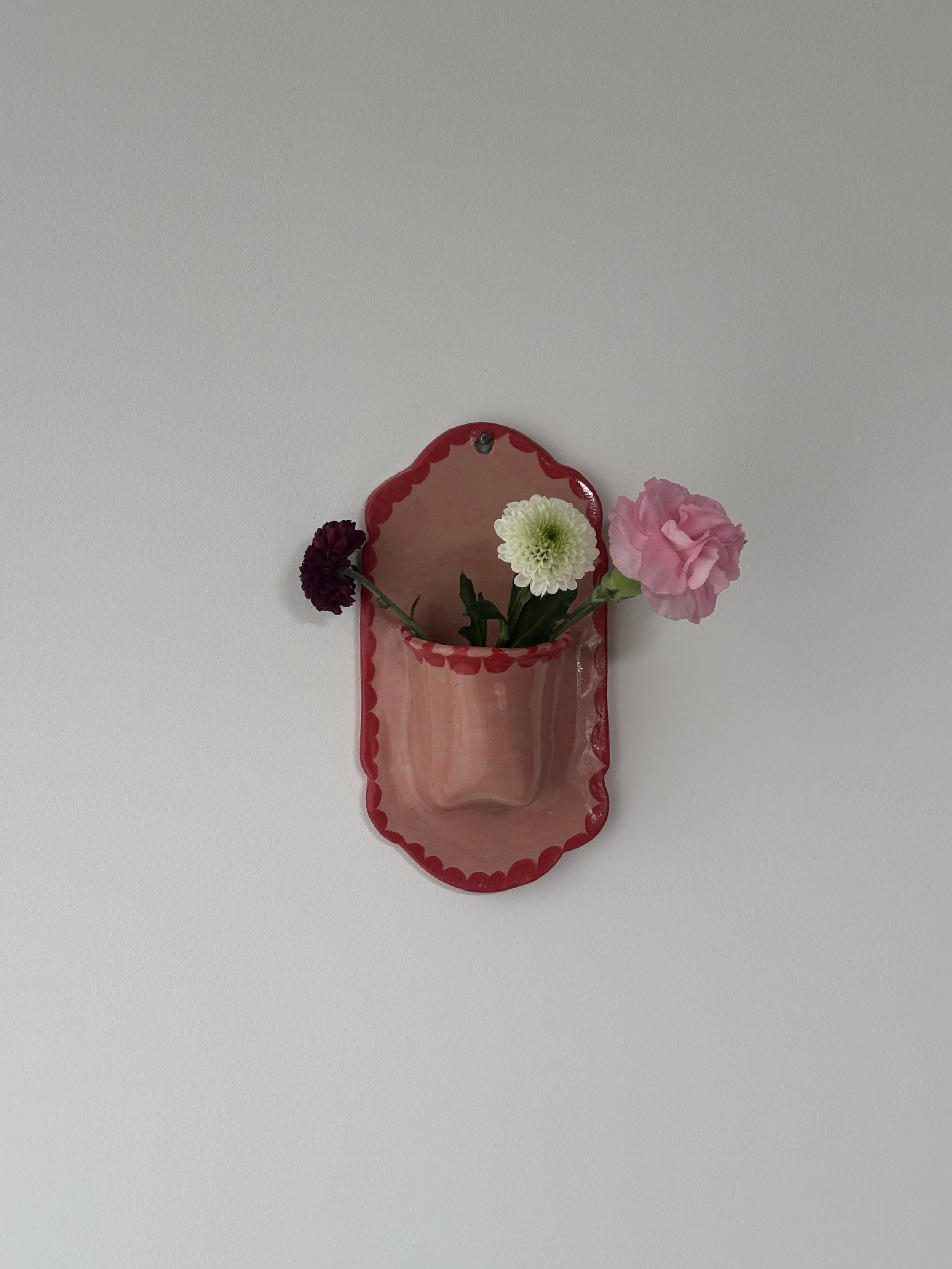 Handmade Ceramic Red & Pink Wall Vase