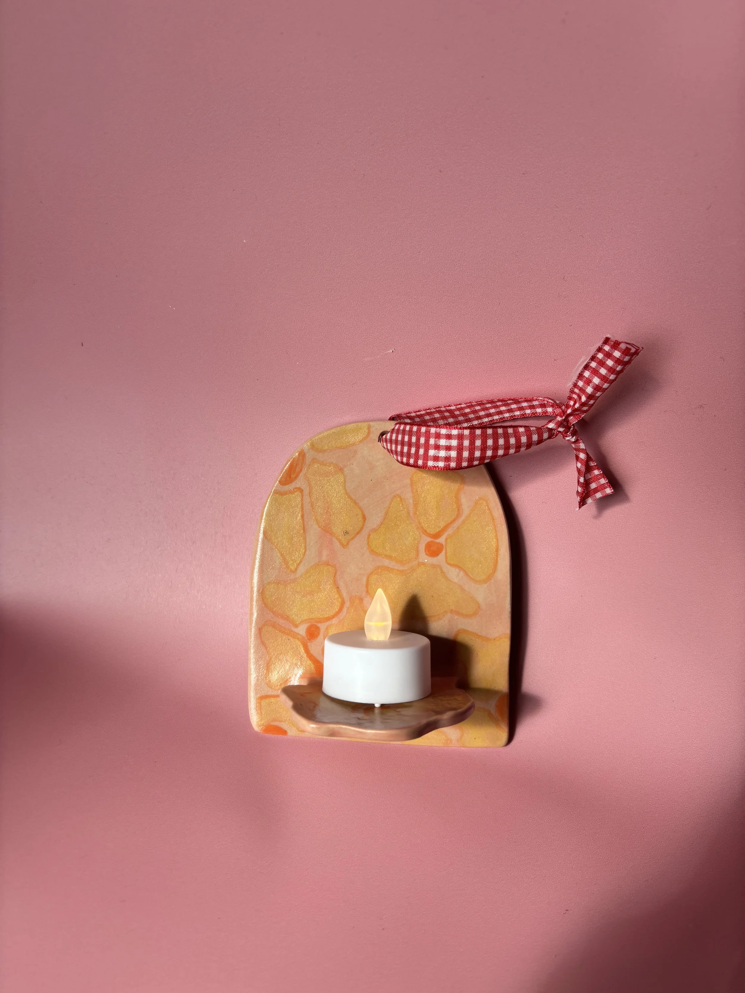 Handmade Ceramic Floral Wall Candle Holder