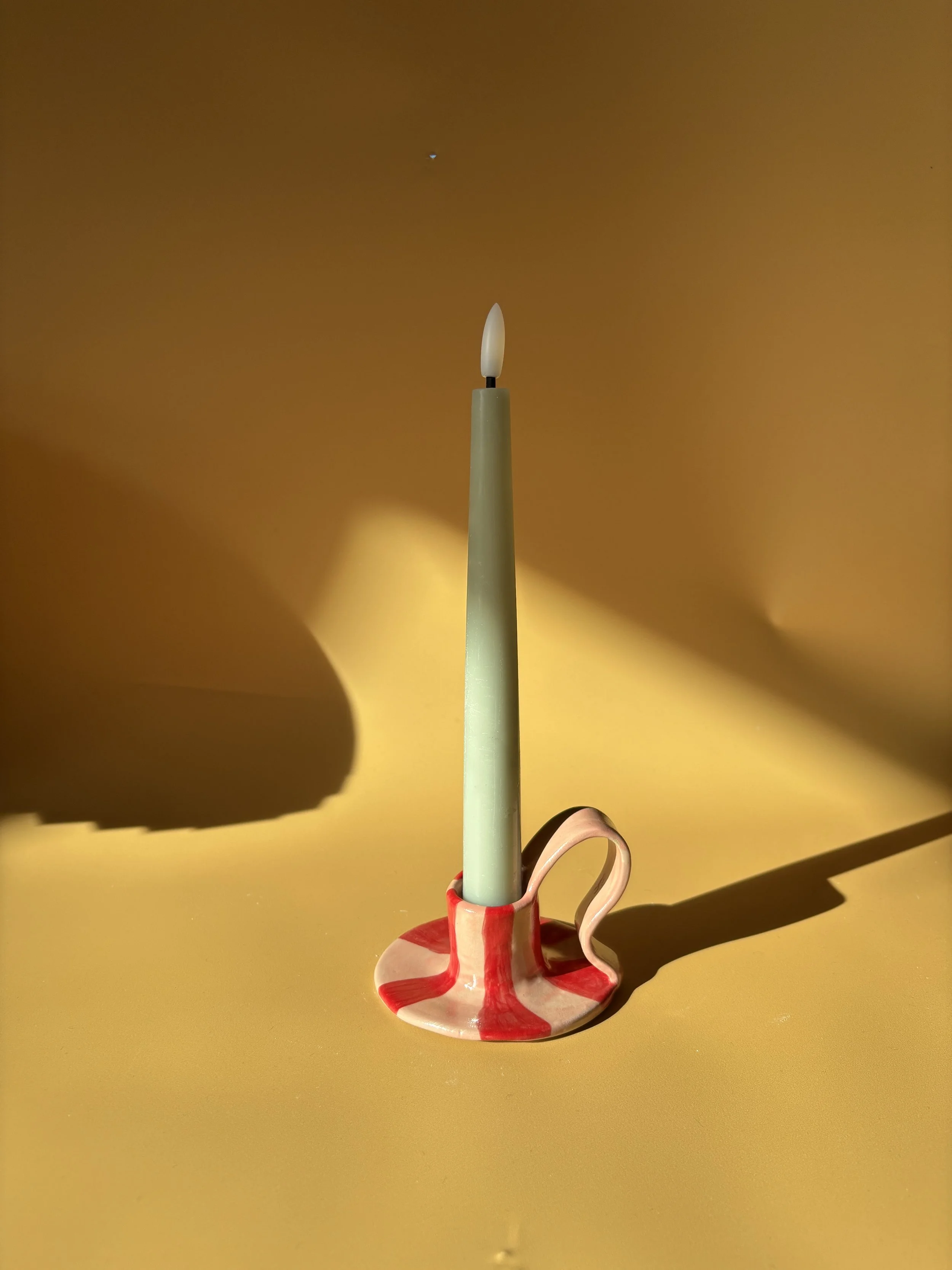 Handmade Ceramic Striped Candle Holder