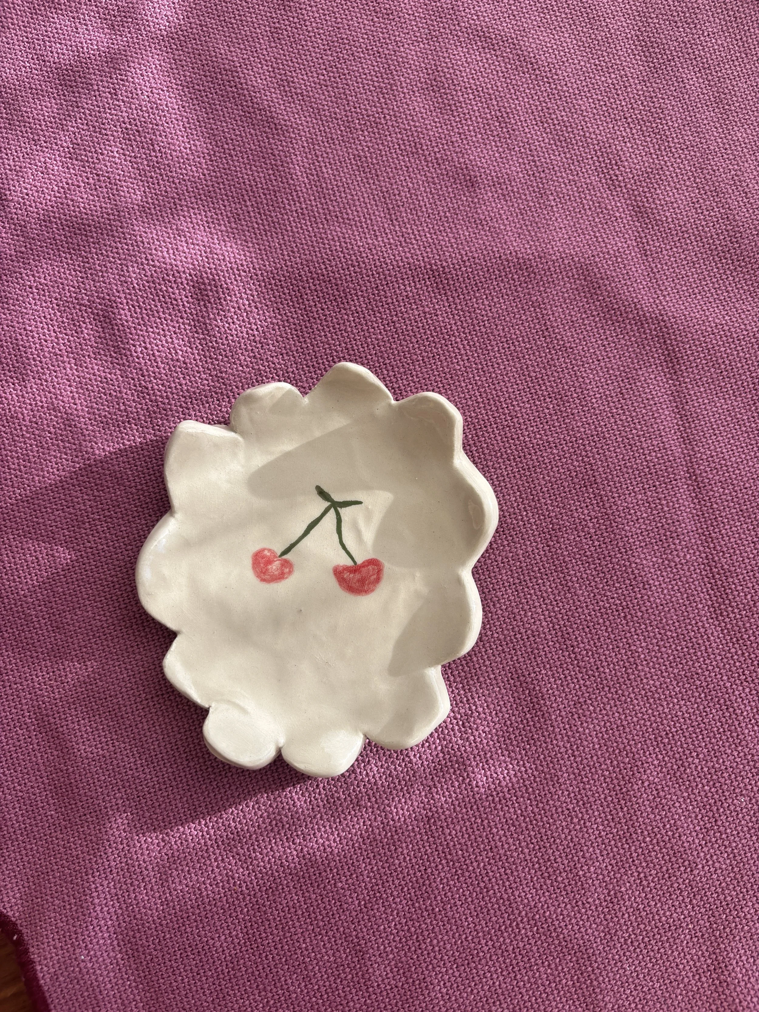 Handmade Cherry Ceramic Plate