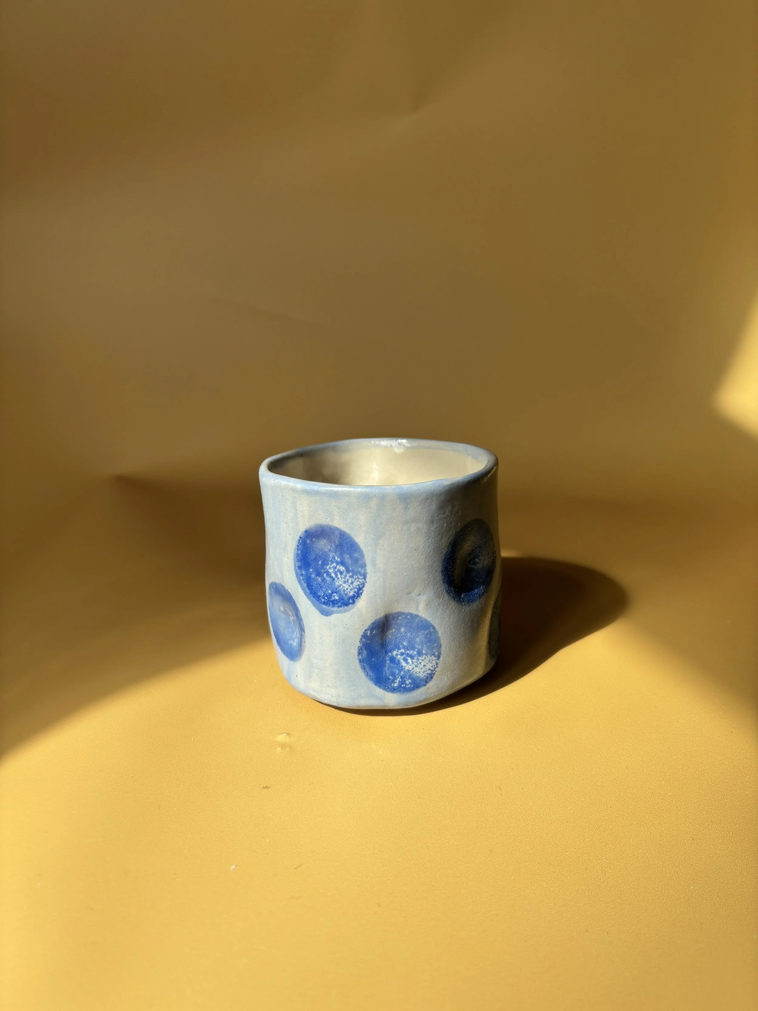 Handmade Ceramic Blue  Polka Dots Mug