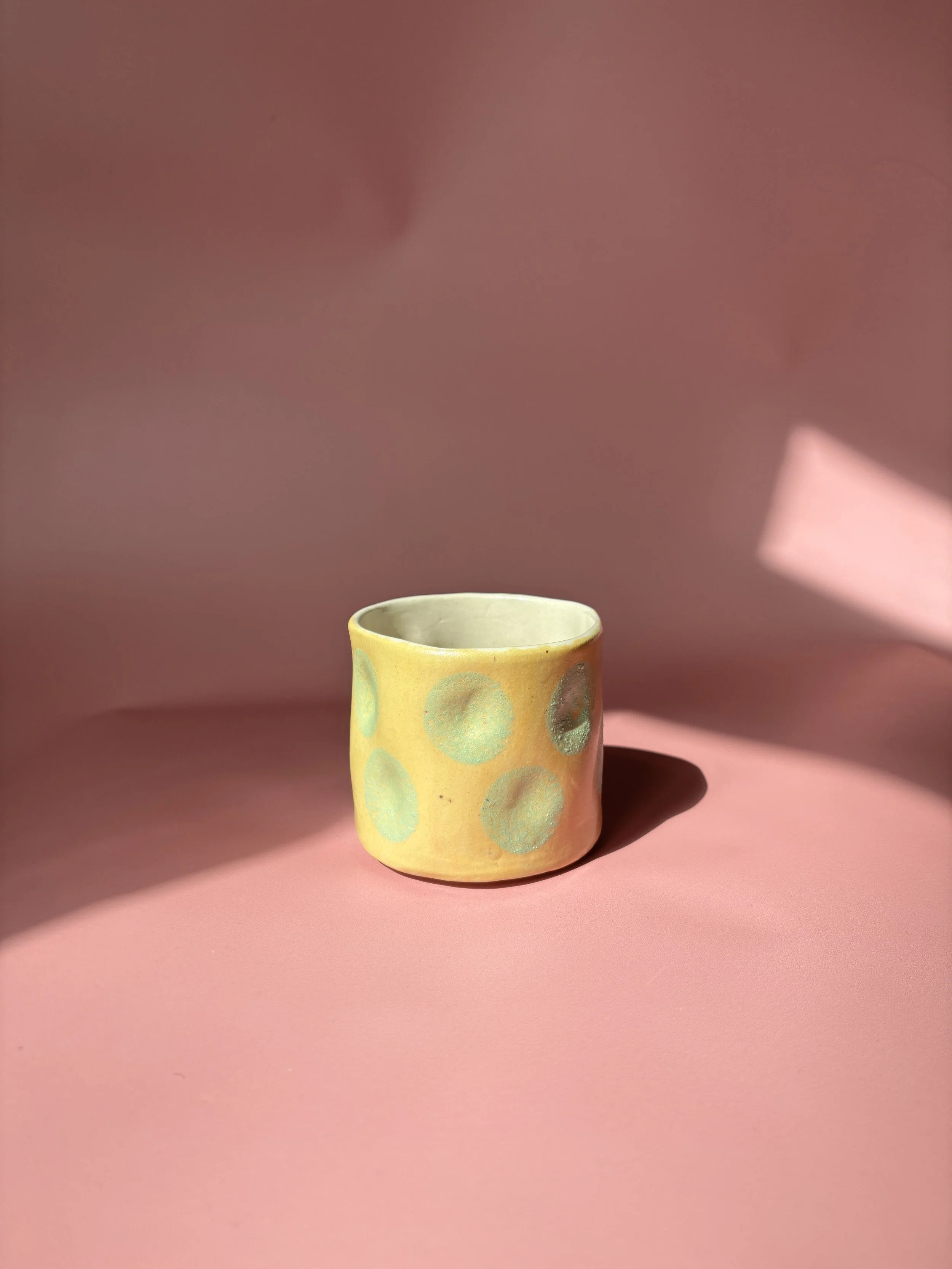 Handmade Ceramic Pistachio Green Polka Dots Mug