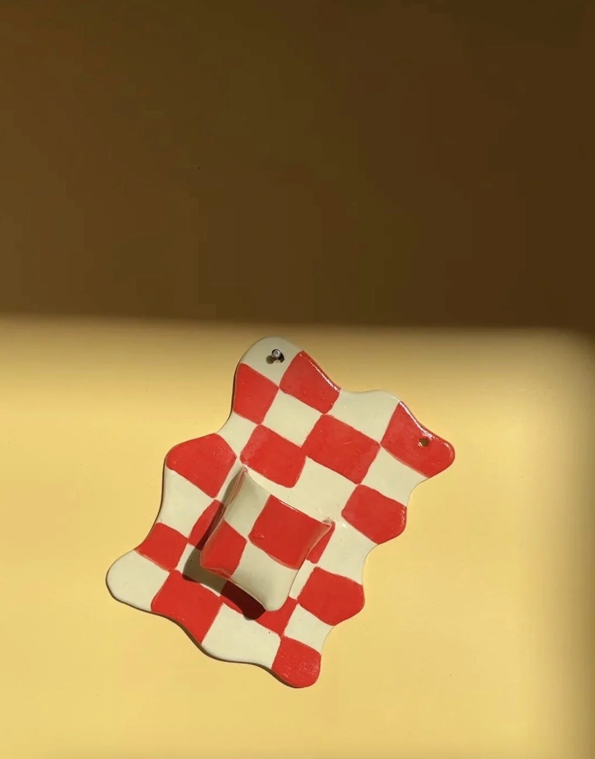 Handmade Checkered Ceramic Wall Vase