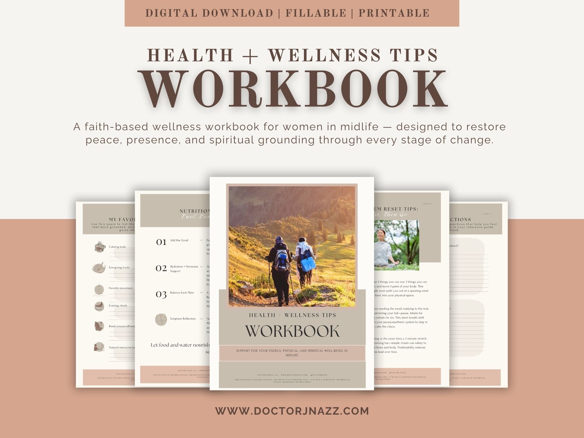 Faith-Based Wellness Workbook: Midlife Reset, Christian Self-Care (Digital Download)