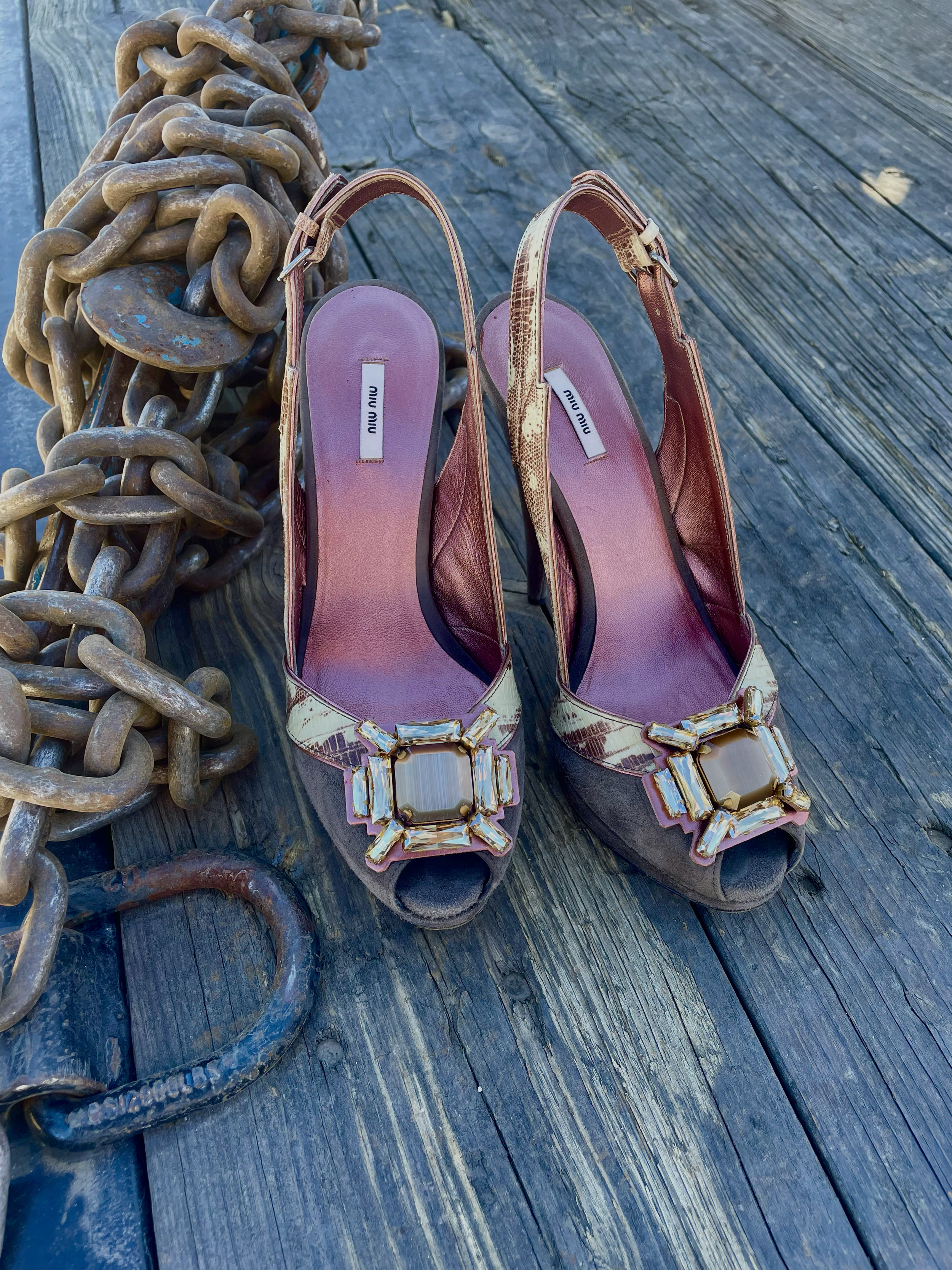 MIU MIU JEWELED HEELS