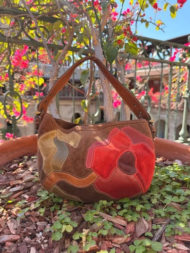 Vintage Coach "Poppy for Peace" Suede Hobo Shoulder Bag