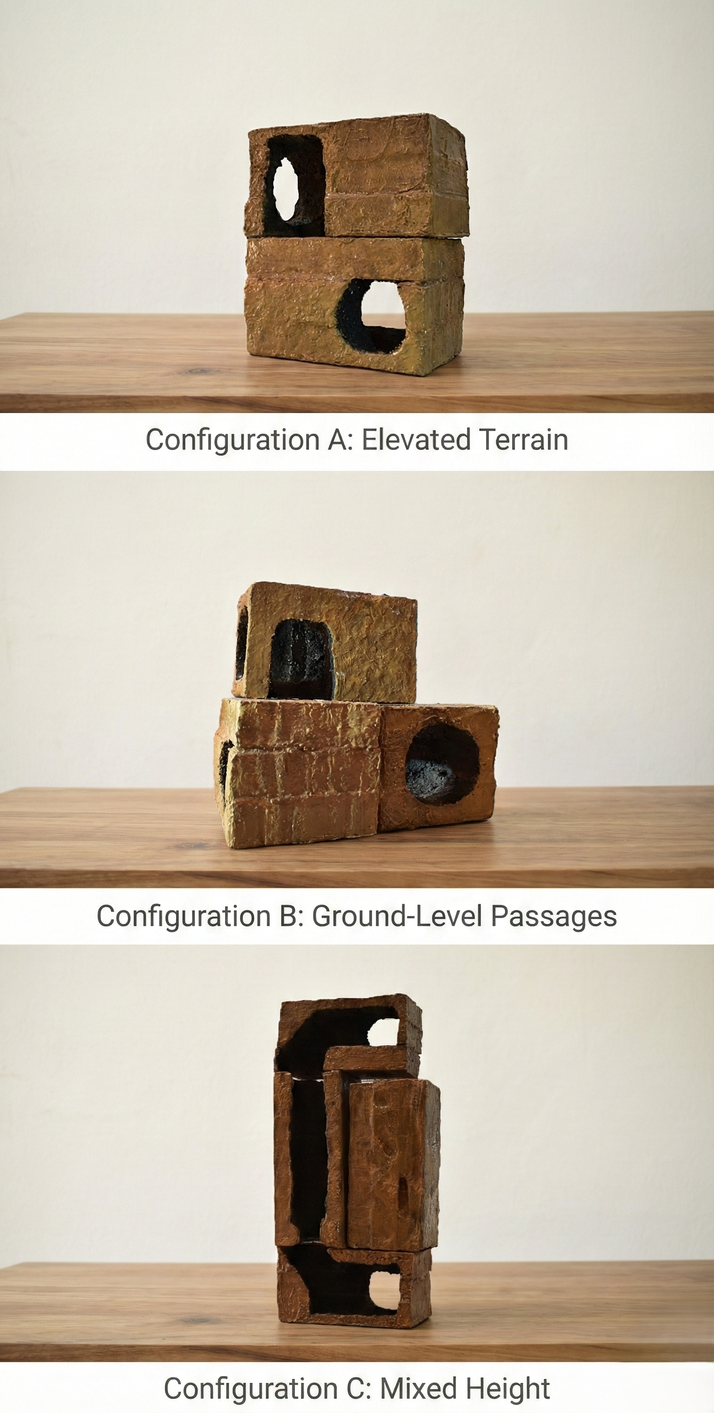 Citadel System configurations: Elevated Terrain, Ground-Level Passages, and Mixed Height