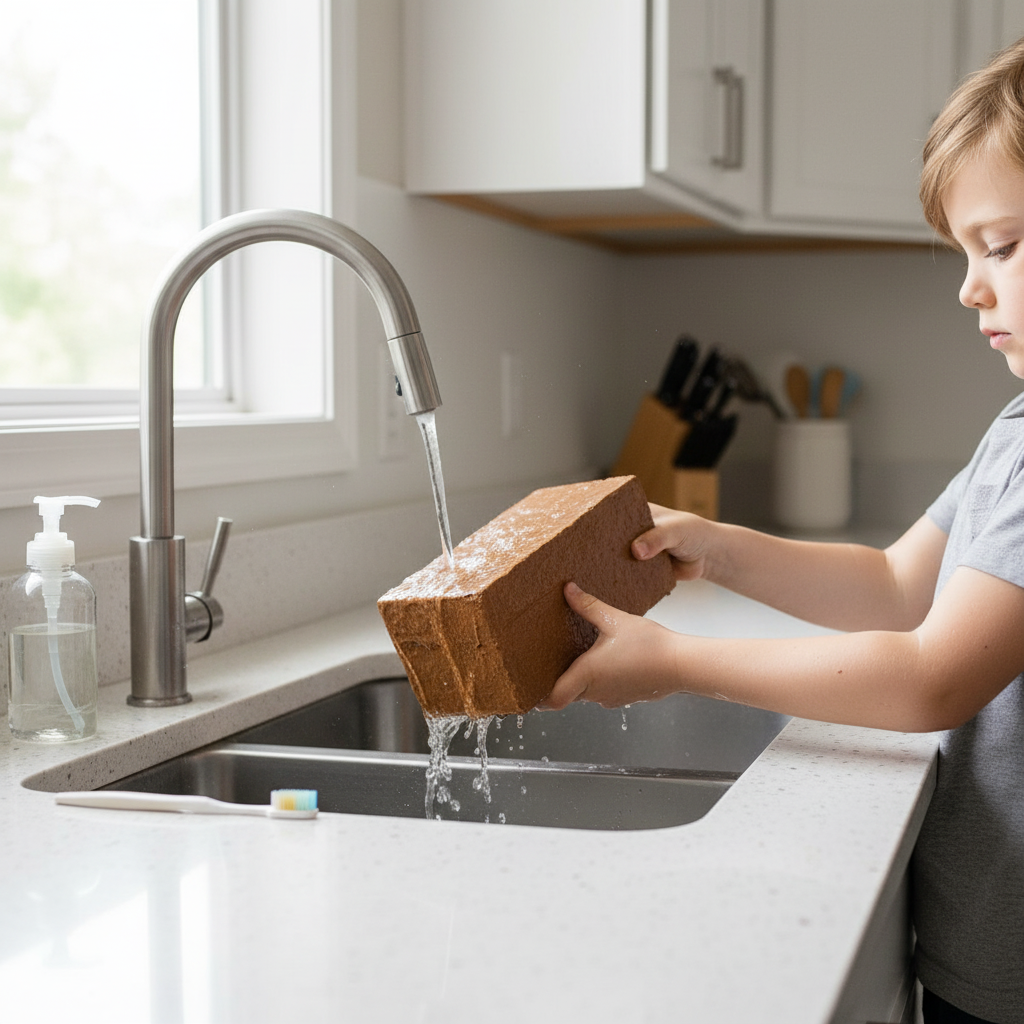 Washing block under water