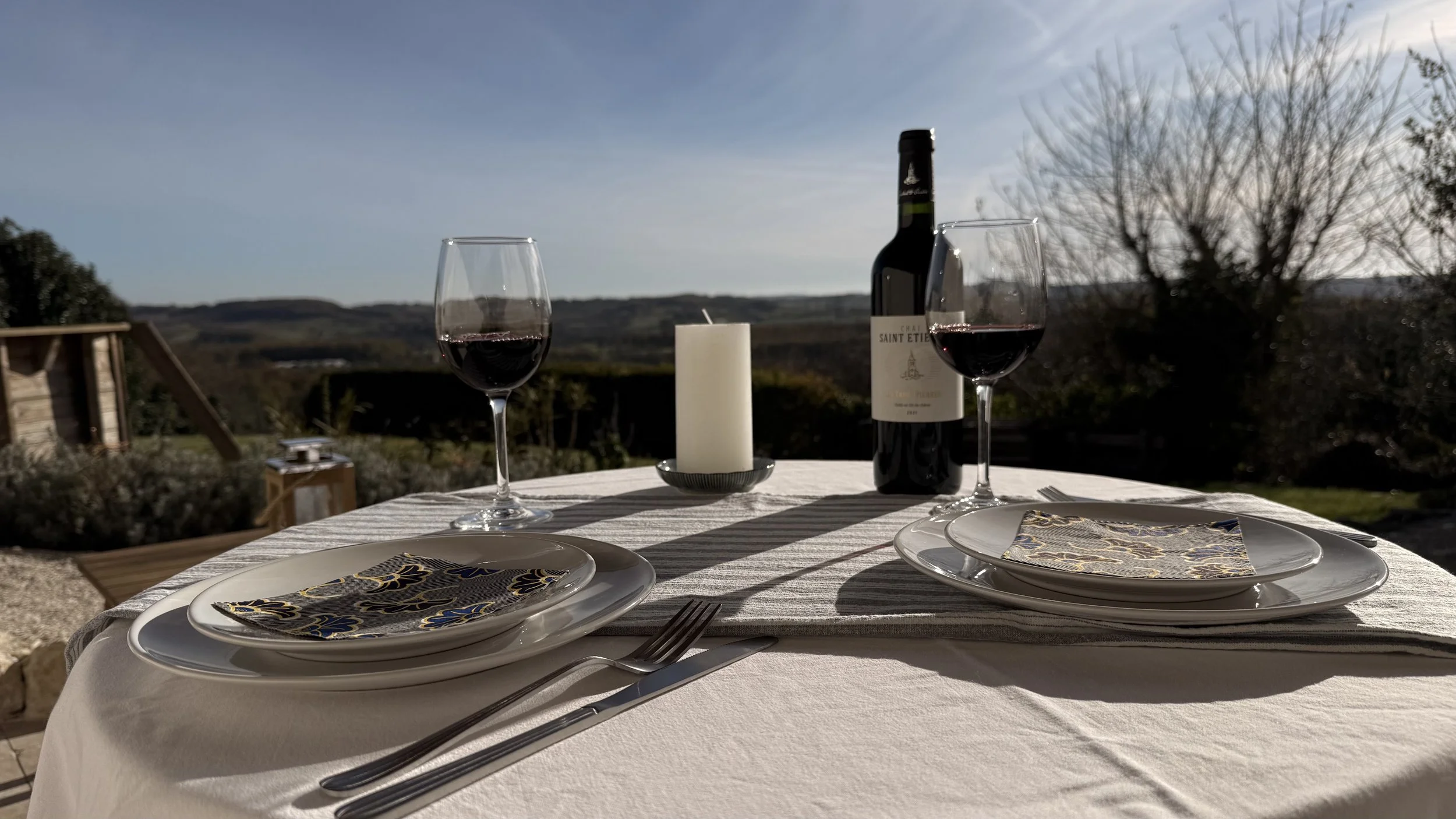 Enjoy a glass of local wine on the terrace 