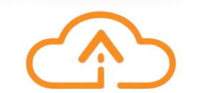 Orange cloud icon with an upward arrow inside it.