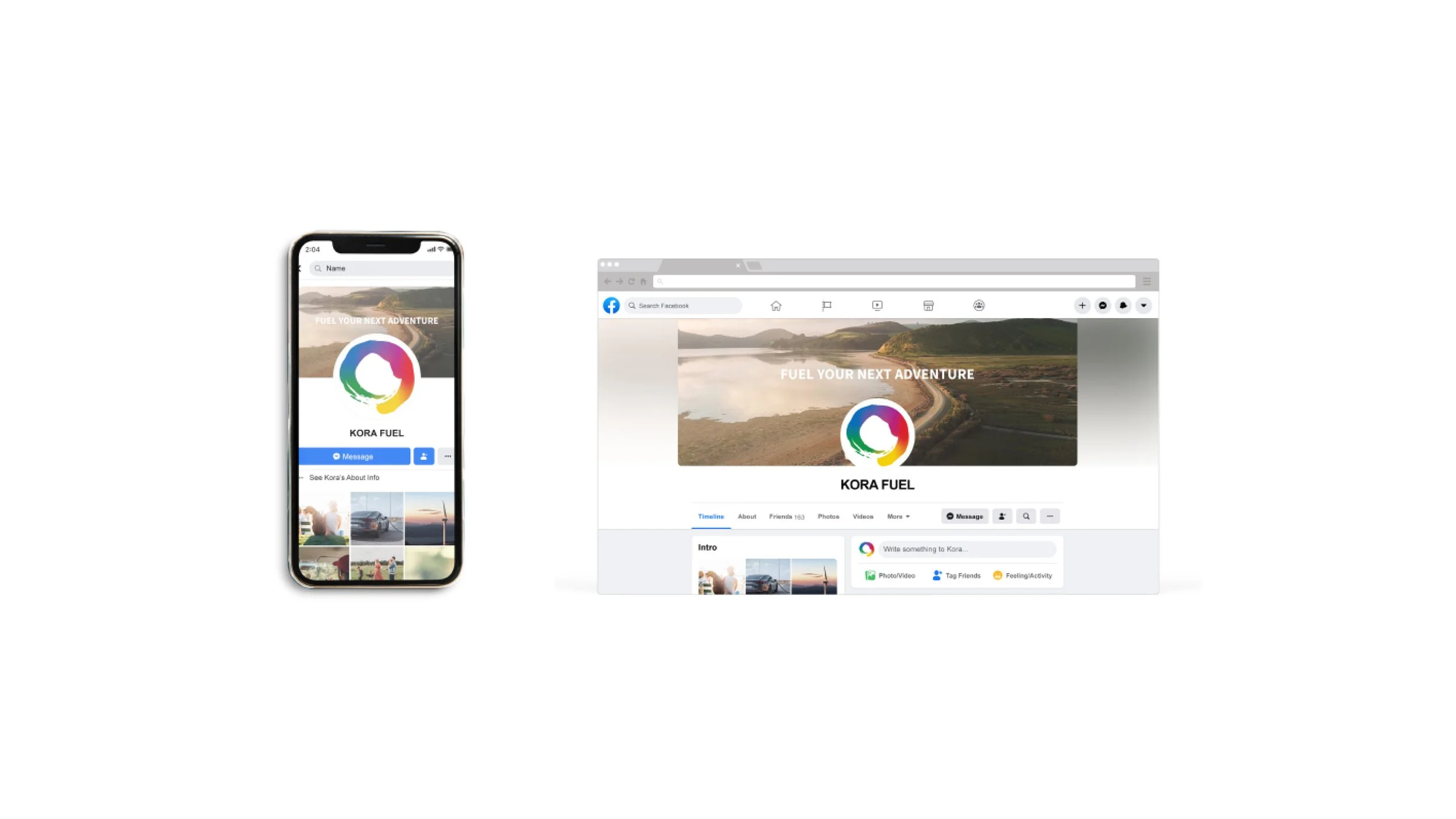 Social media templates featuring Kora's vibrant colour spectrum and dynamic graphic elements