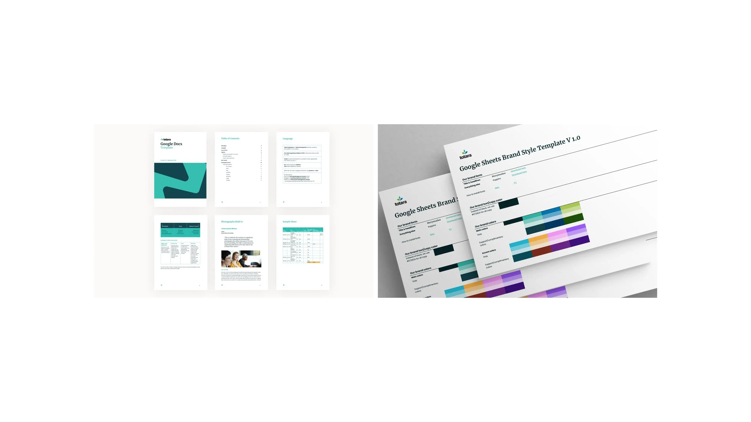 Brand-aligned Google Workspace templates designed for consistent communication across digital documents and presentations