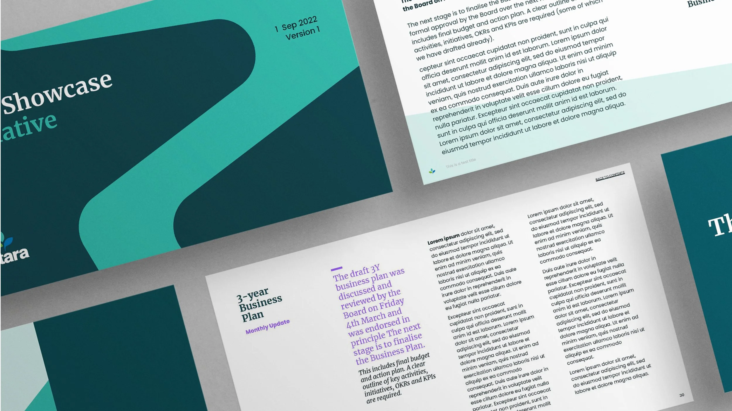 Branded Google Workspace template set featuring presentation slides, document layouts, and cohesive visual styling